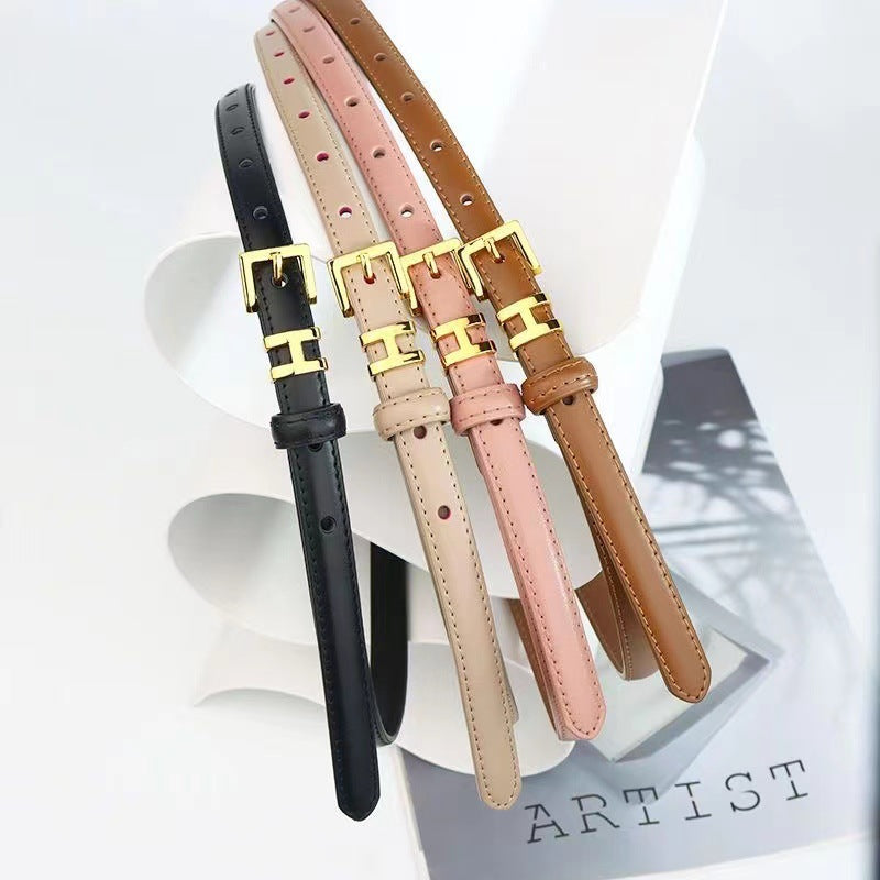 Women's Buckle Letters Small Fashion Style Decorative Thin Belts