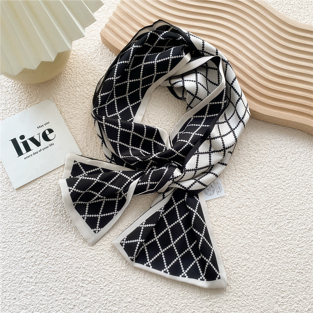 Women's Long Versatile Thin Decorative Ribbon Double-sided Scarfs