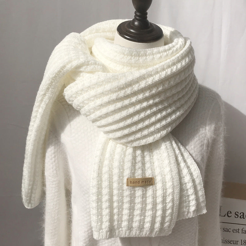 Women's Winter Solid Color Woolen Knitted Korean Scarfs