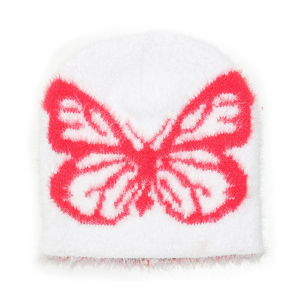 Women's Knitted Woolen Warm Ski Butterfly Jacquard Hats & Caps