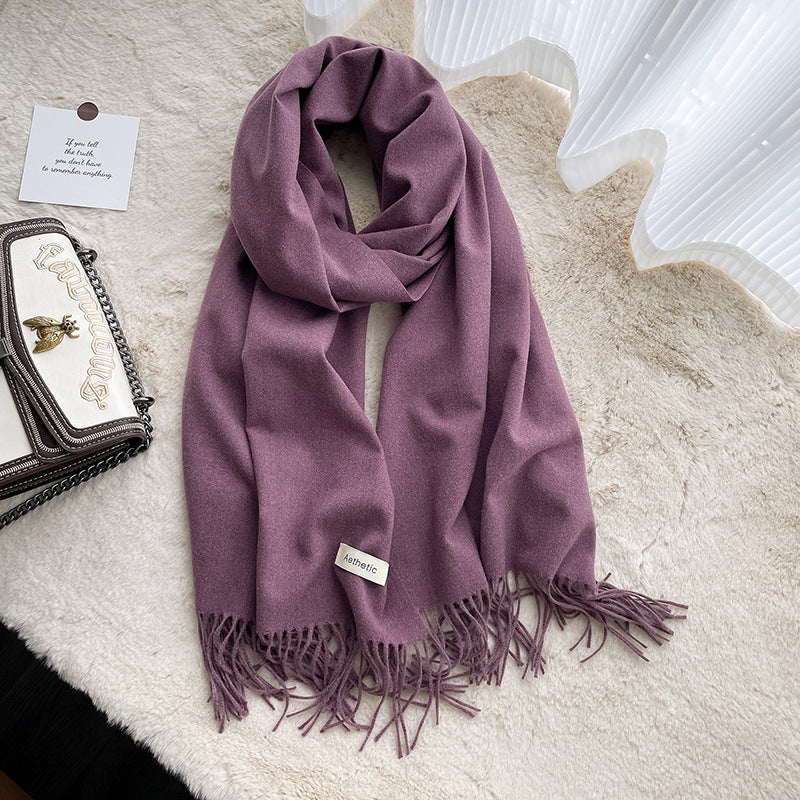 Women's & Men's Artificial Cashmere Pure Color Warm Keeping Shawl Thickened Scarfs