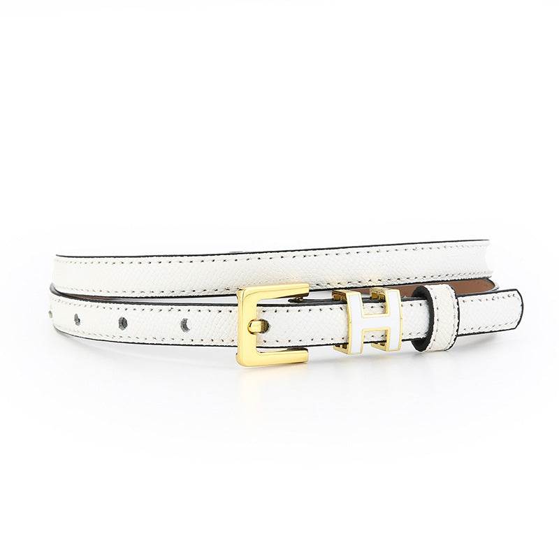 Women's Genuine Leather Letter Counter Thin Matching Belts