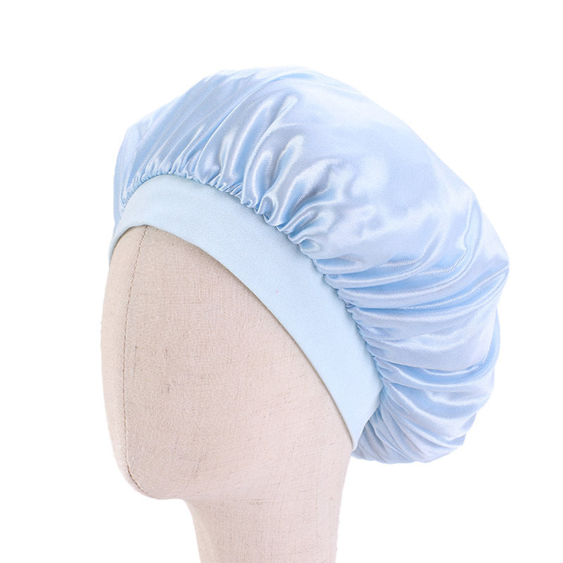 Children's Silk Nightcap Solid Color Elastic Shower Kids' Headwear