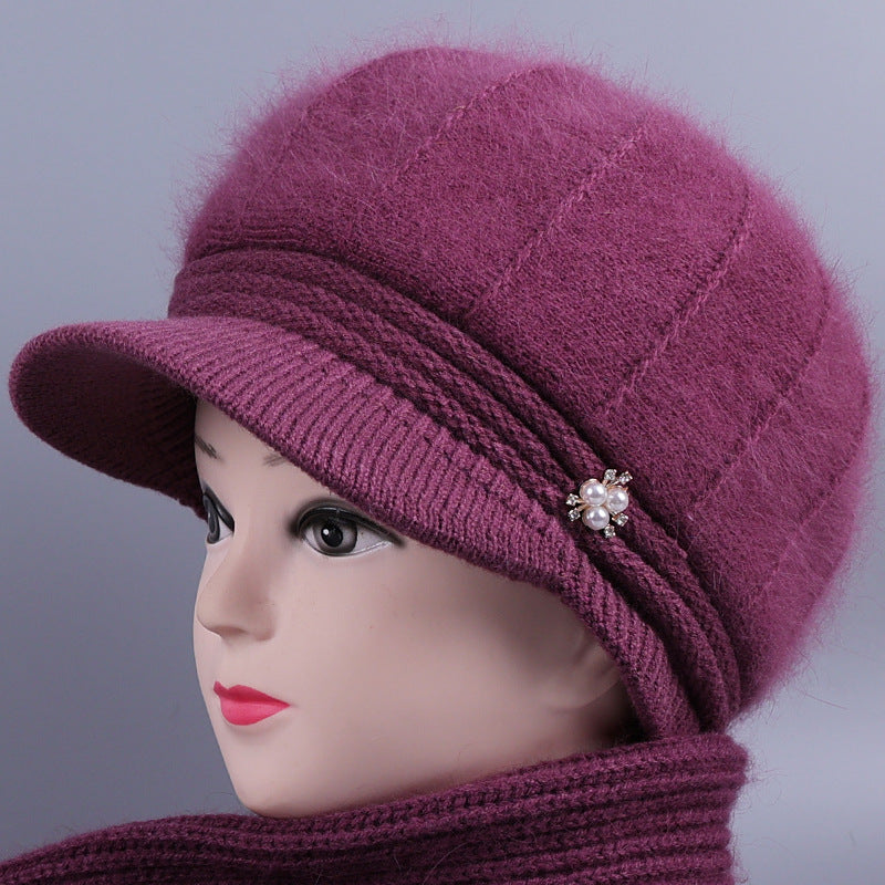 Women's Mom Hat Elders Grandma Fleece-lined Rabbit Fur Knitted Warm Hats & Caps