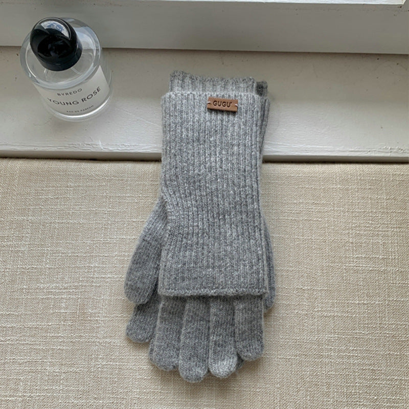 Women's Knitting Wool Split Finger Riding Tide Gloves