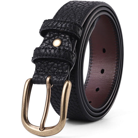 Men's First Layer Pure Field Cowhide Genuine Leather Stainless Steel Belts