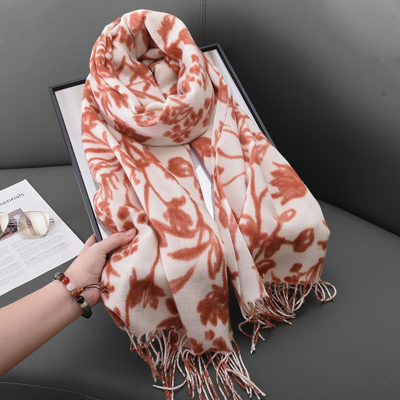 Women's Tassel Floral Korean Style Fashionable Elegant Scarfs