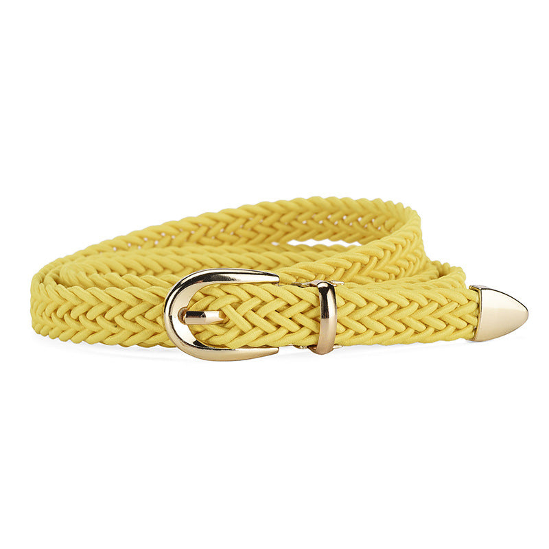 Women's Thin Woven Pin Buckle Detachable Candy Color Belts