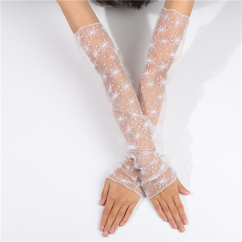 Women's Summer Lace Uv Protection Thin Long Gloves