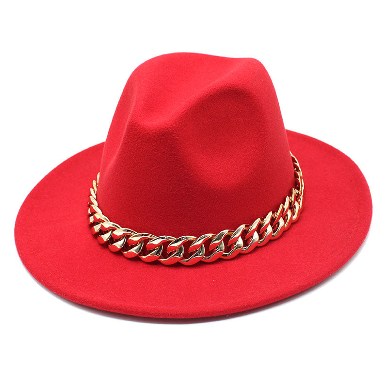 Men's Top Hat Golden Acrylic Chain Fedora Hats & Caps