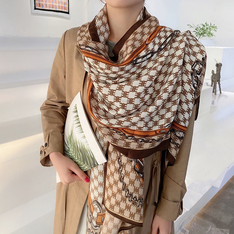 Women's Live Cotton Linen Printed Soft Outer Scarfs