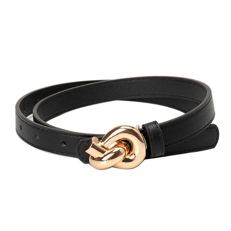 Women's High Sense Female Alloy Snap Button Knotted Belts