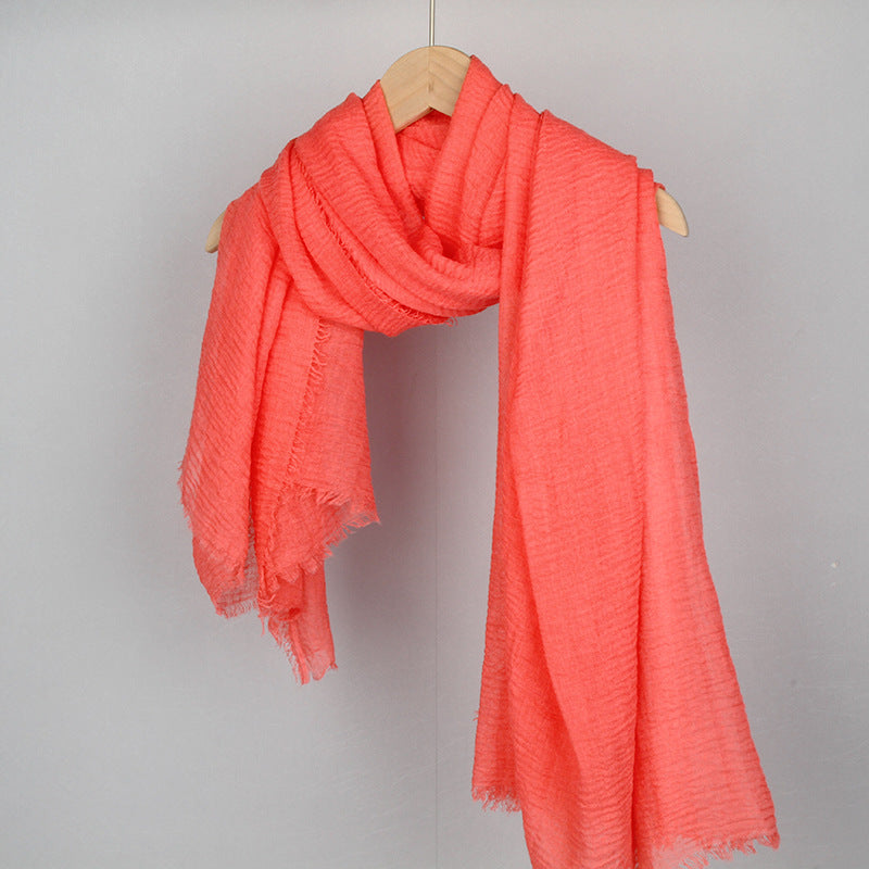 Women's Solid Color Cotton Linen Hair Towel Monochrome Scarfs