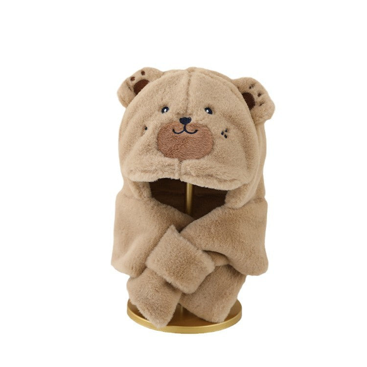 Woolen Plush Bonnet Earflaps Warm Bear Kids' Headwear