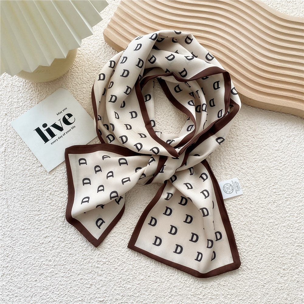 Women's Long Versatile Thin Decorative Ribbon Double-sided Scarfs