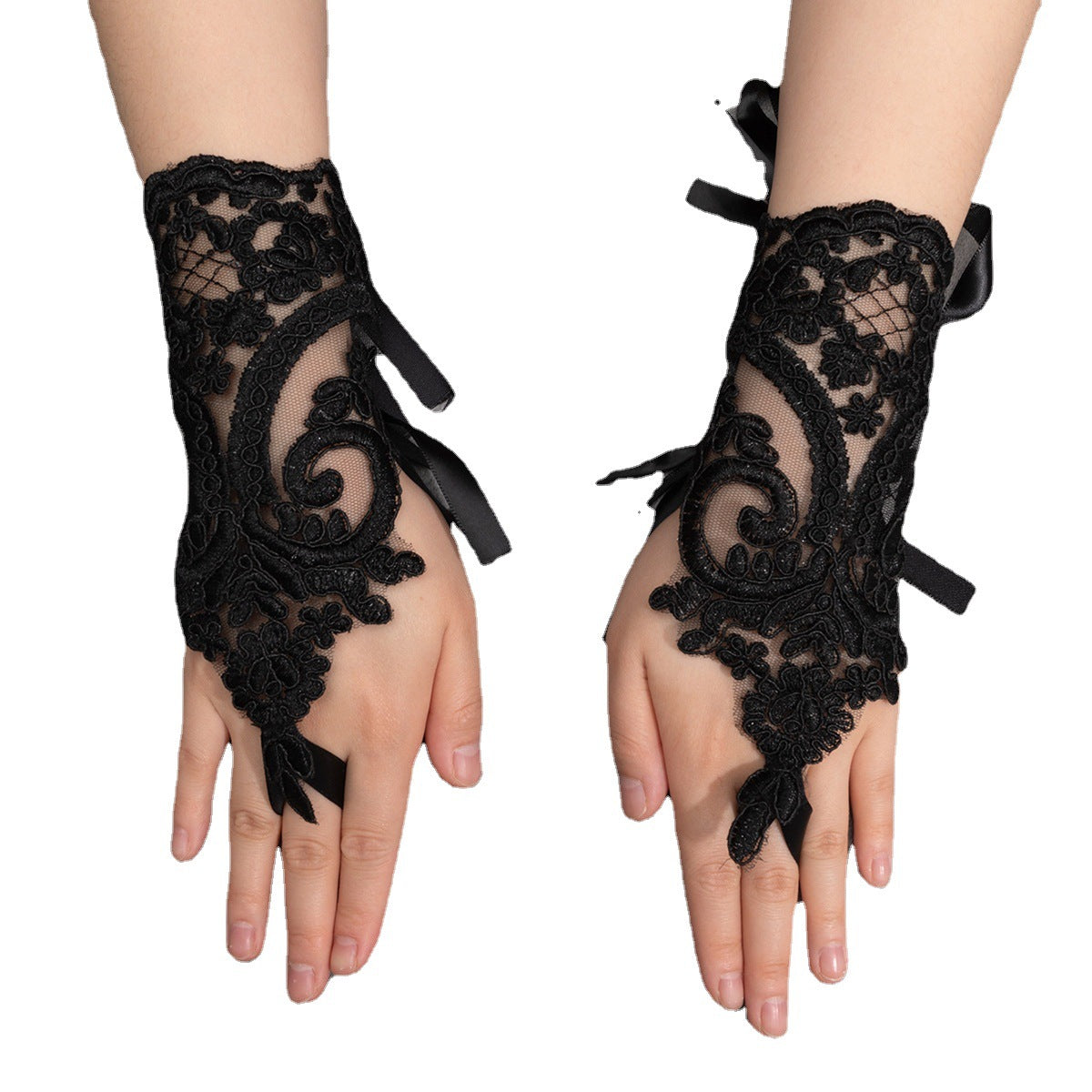 Party Ball Hook Finger Embroidered Lace Gloves