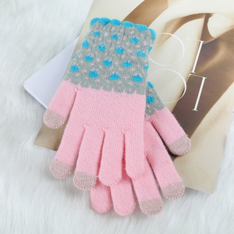 Women's Knitted Thermal Winter Fleece-lined Thick Windproof Cartoon Gloves