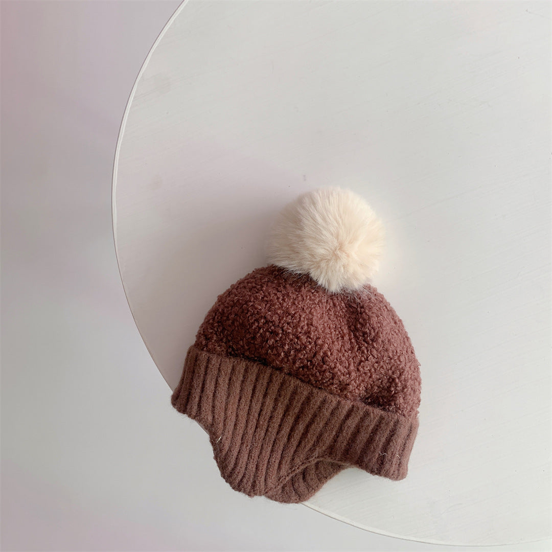 Children's Warm Earflaps Cute Fur Ball Knitted Kids' Headwear