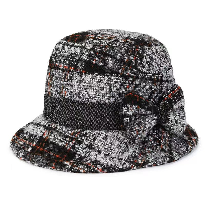 Women's Mom Woolen Thick Bucket Grandma Cloth Hats & Caps