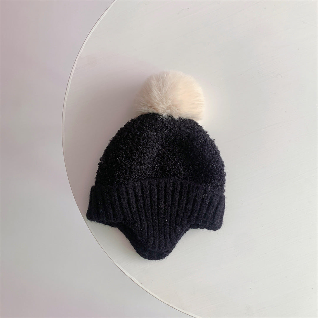 Children's Warm Earflaps Cute Fur Ball Knitted Kids' Headwear