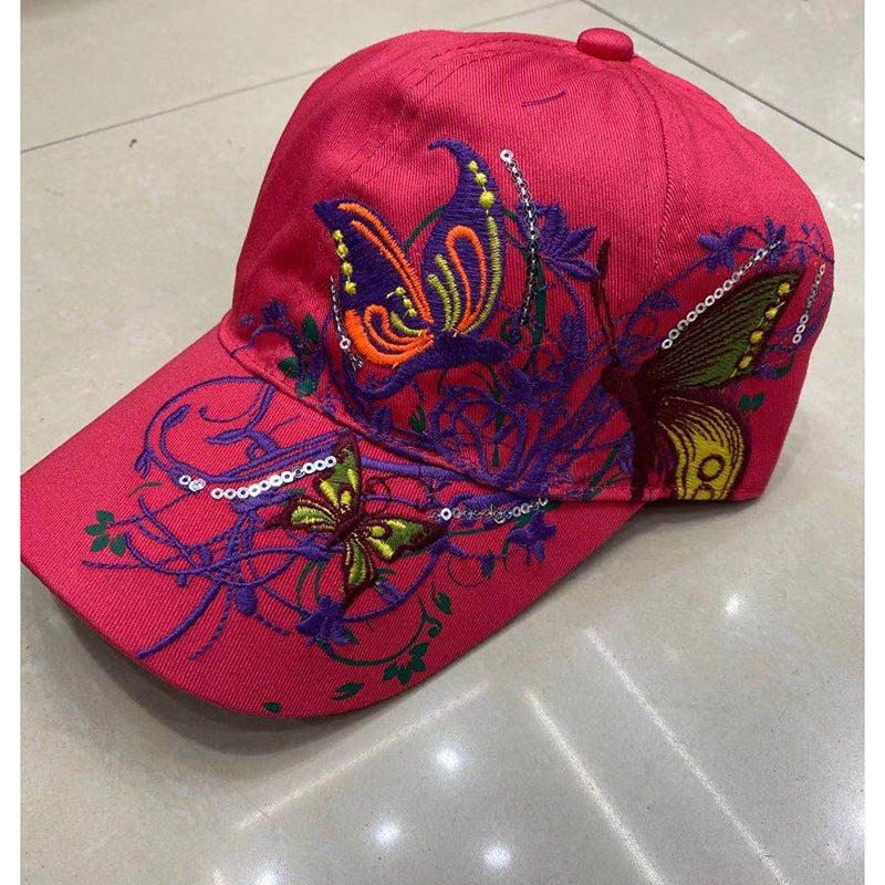 Women's Summer Ethnic Style Embroidered Travel Cover Face Hats & Caps