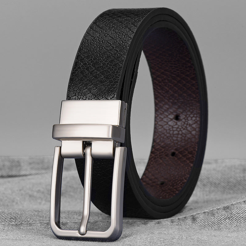 Men's Black Coffee Double Ribbon Body Leather Belts