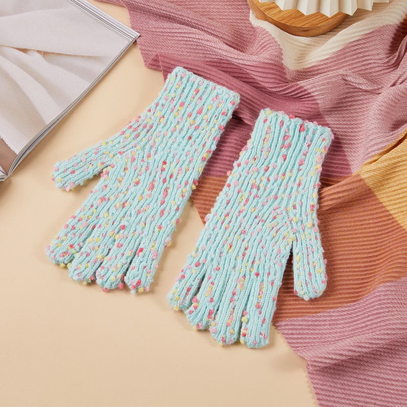 Women's Fleece-lined Candy Color Fashion Open Finger Gloves