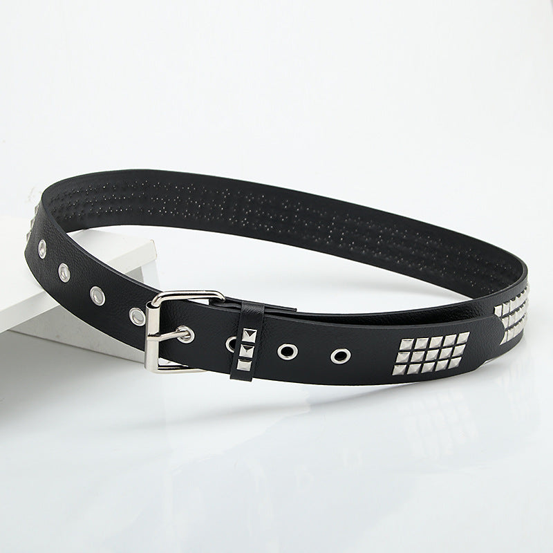 Women's & Men's Fashionable Retro Square Bead Pyramid Punk Belts