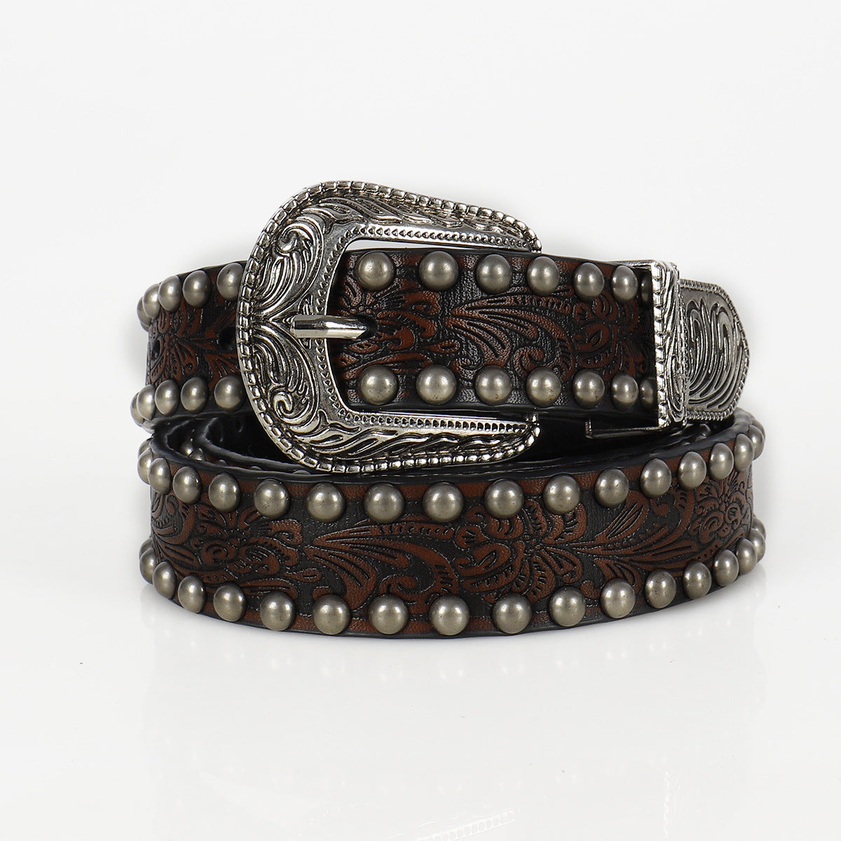 Distressed Threading Rivet Embossed Niche Personality Belts