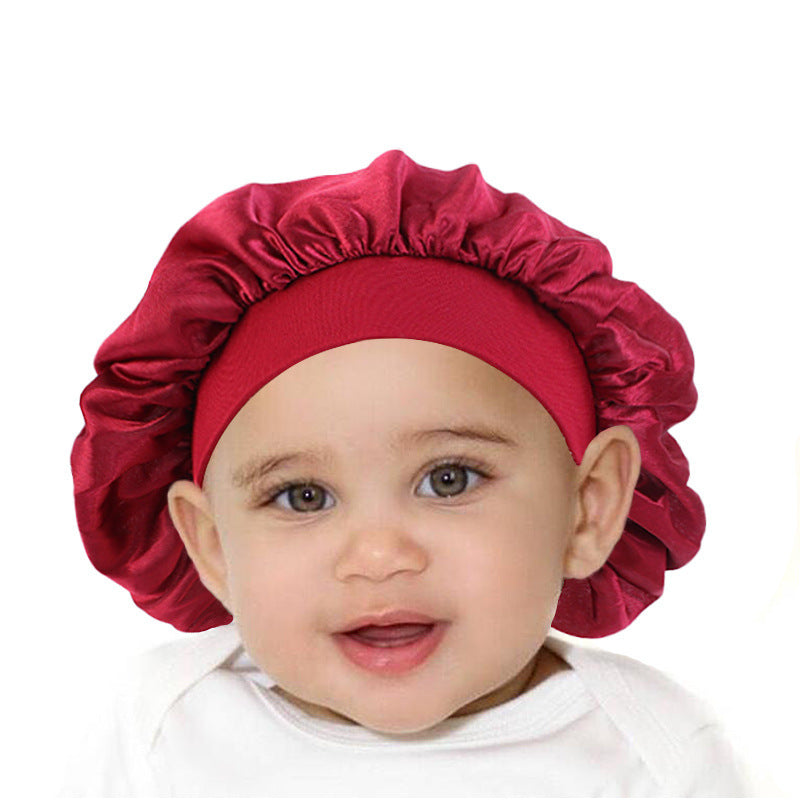 Children's Silk Nightcap Solid Color Elastic Shower Kids' Headwear