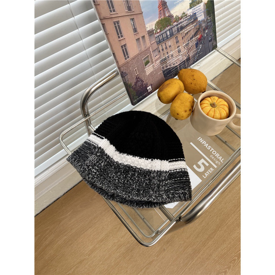 Women's Retro Minority Patchwork Knitting Woolen Bucket Hats & Caps