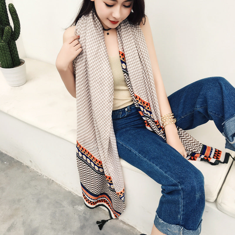 Ethnic Print Travel Outdoor Shawl Air-conditioned Scarfs