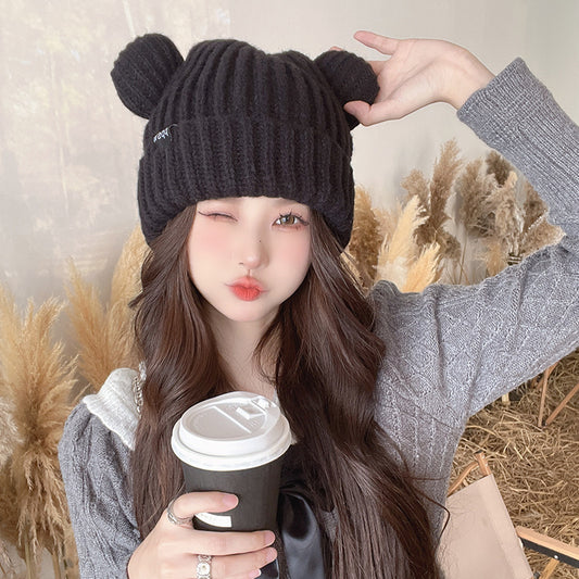 Women's Thickened Earflaps Knitted Hat Winter Cute Hats & Caps