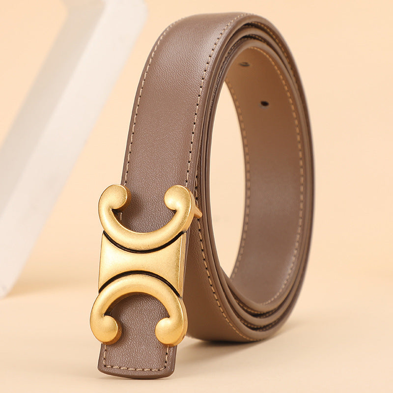 Women's Double Leather Slim Waist Fashion Jeans Belts