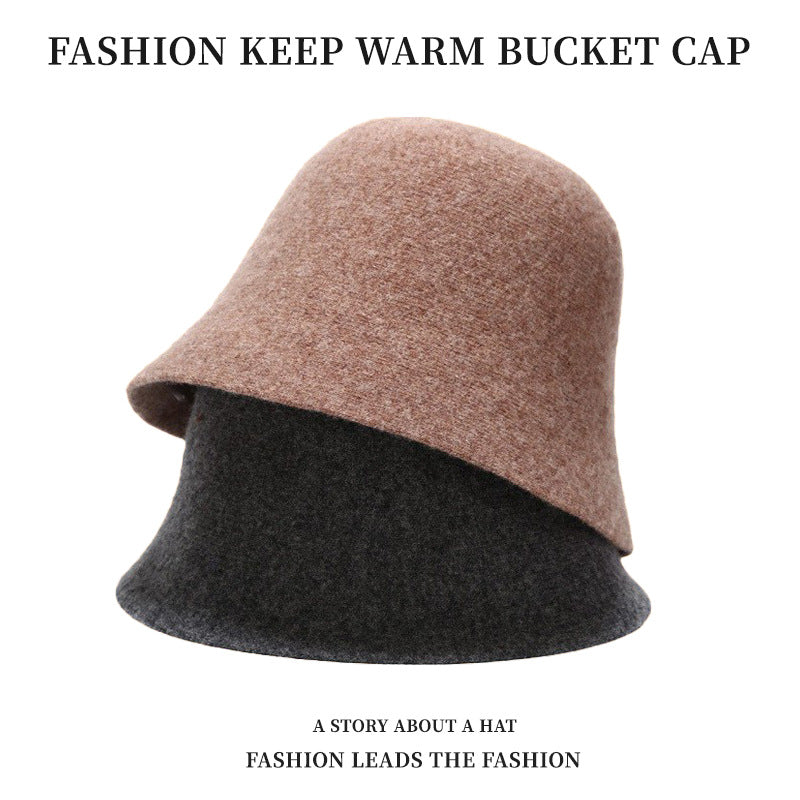 Women's Hat Fashion Simple Wool Bucket Dome Hats & Caps