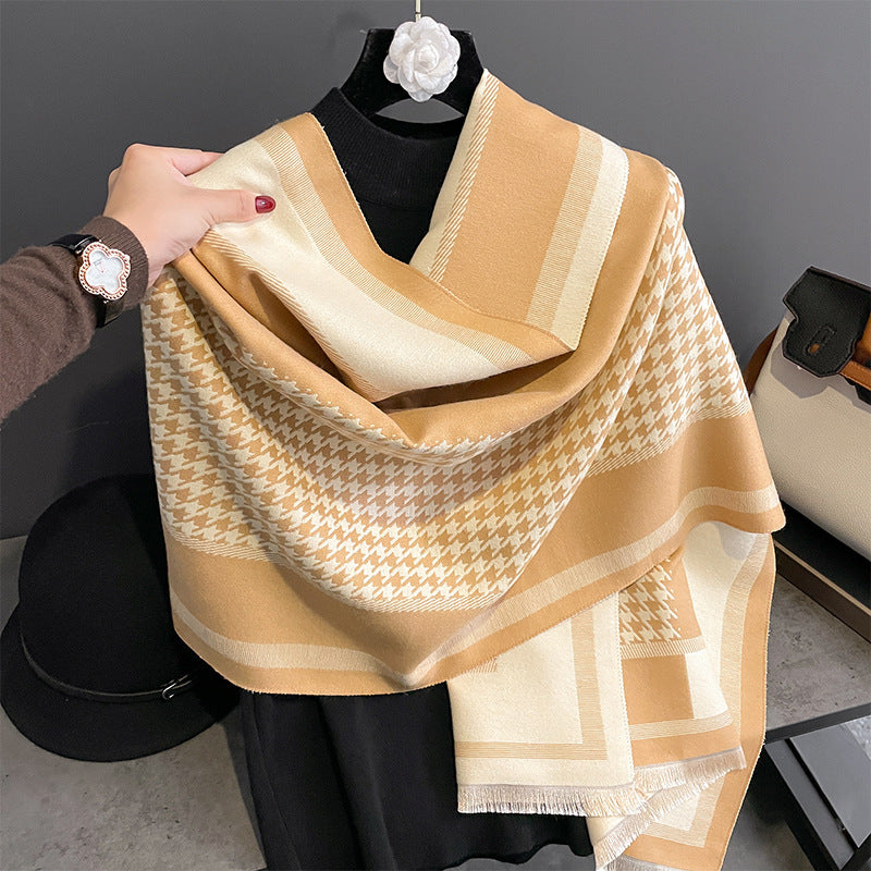 Women's Artificial Cashmere Grid Tower Pattern Warm Scarfs