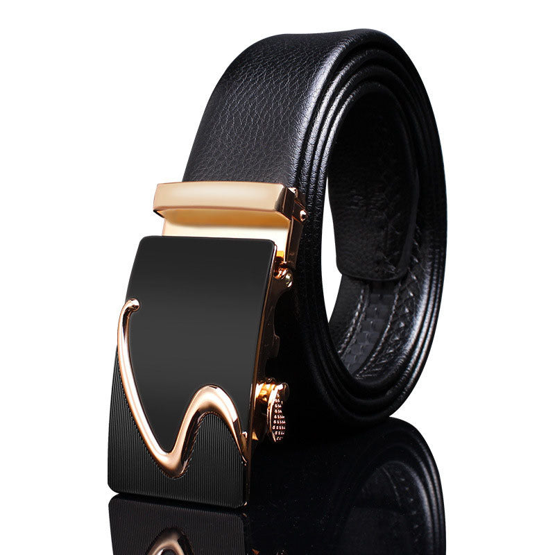 Men's Leather Genuine Automatic Buckle Casual Cowhide Belts