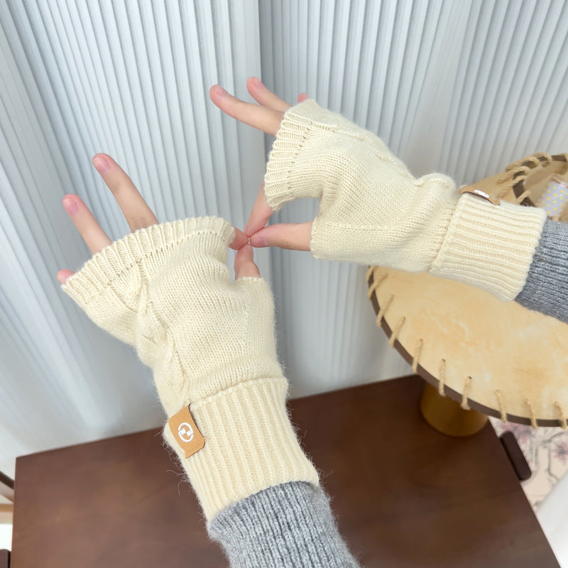 Women's Riding Touch Screen Open Finger Knitted Gloves