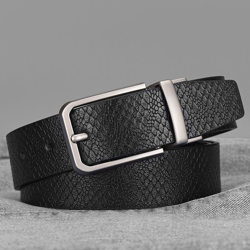 Men's Black Coffee Double Ribbon Body Leather Belts