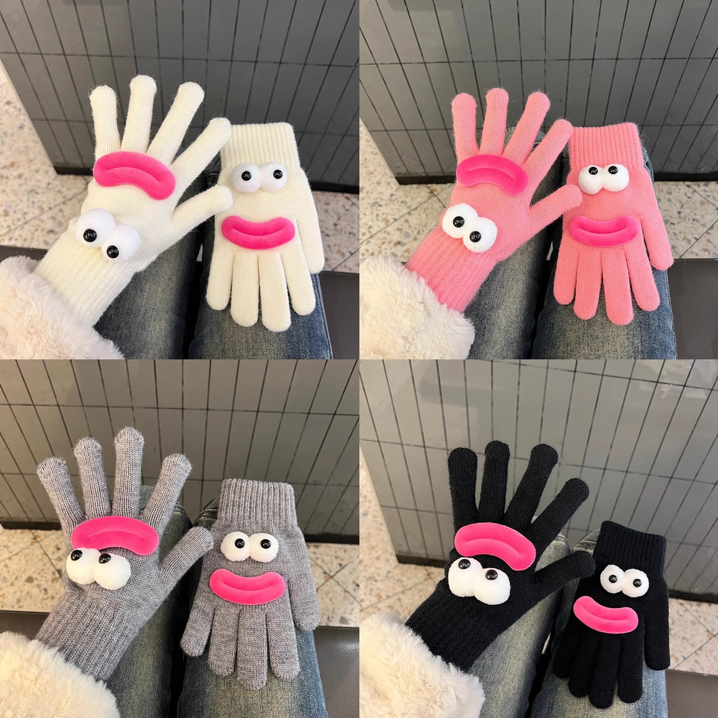 Women's Sausage Mouth Touch Screen Finger Knitting Gloves