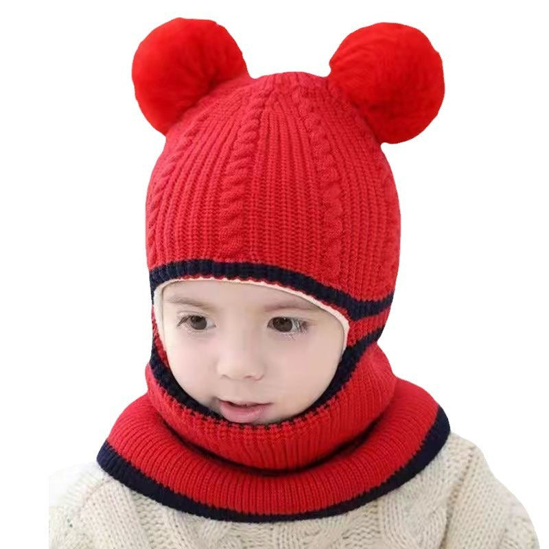 Women's & Men's Hat Set Integrated Thickened Knitted Keep Warm Kids' Headwear