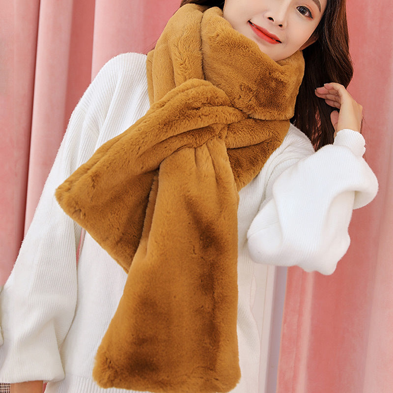 Women's Winter Plush Cross Thick Pure Color Scarfs