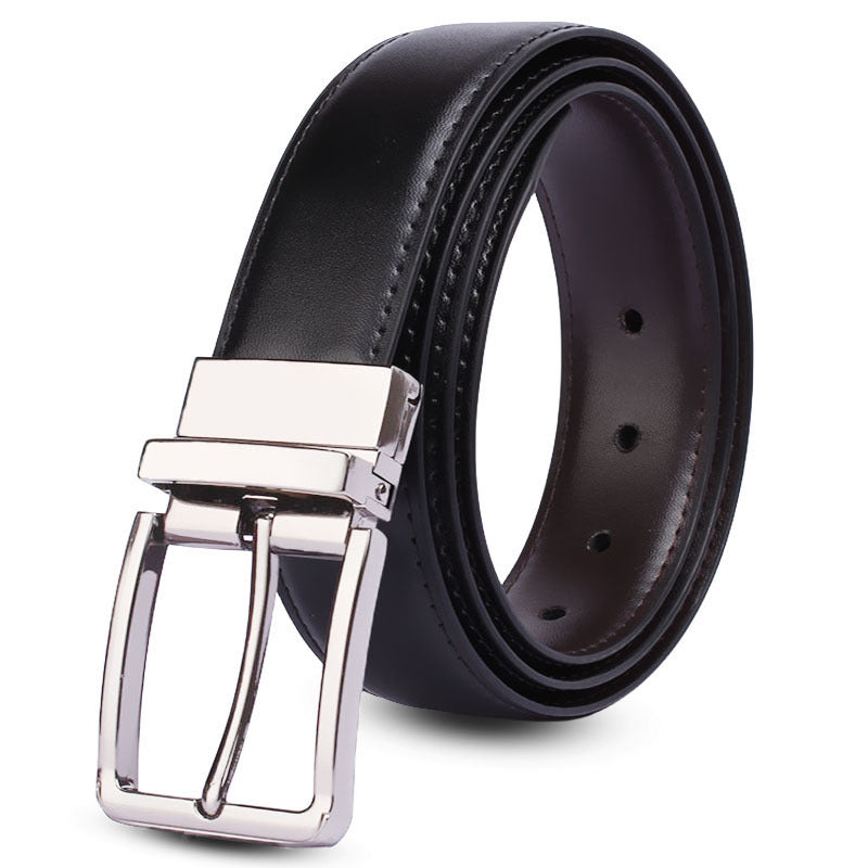 Men's Rotating Buckle Cowhide Pin Casual Double-sided Belts