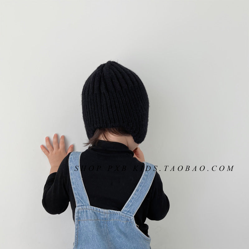 Woolen Boys Letters Sewed Label Earflaps Kids' Headwear