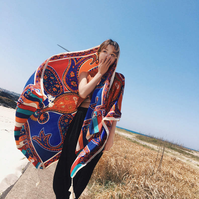 Ethnic Print Travel Outdoor Shawl Air-conditioned Scarfs