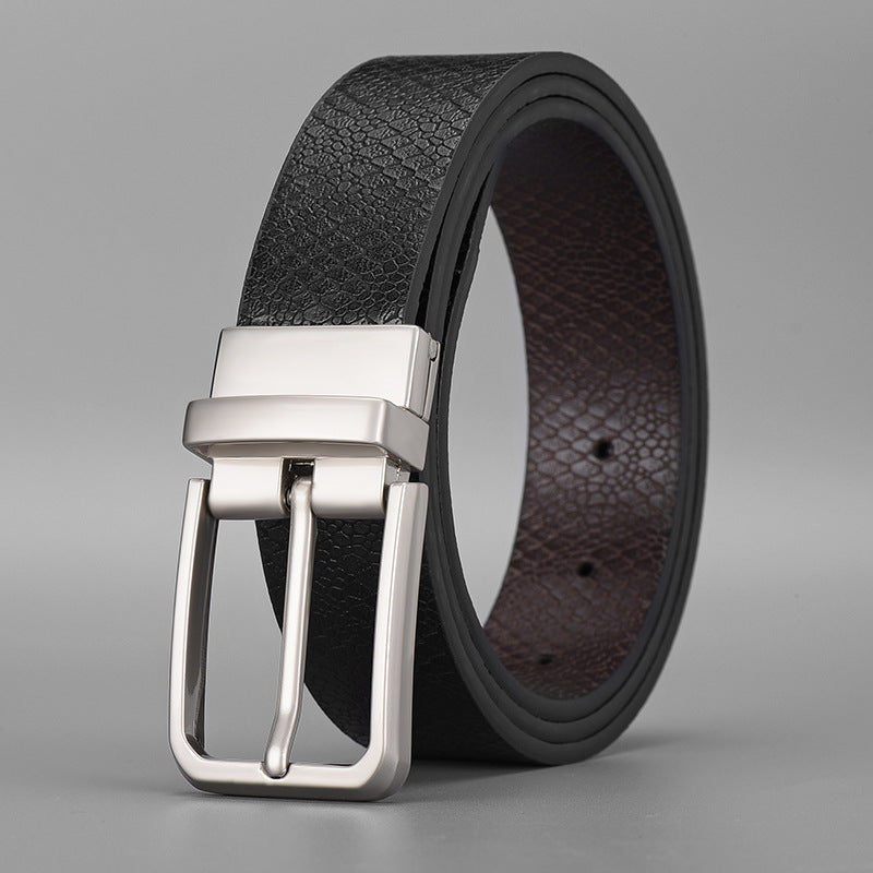 Men's Black Coffee Double Ribbon Body Leather Belts