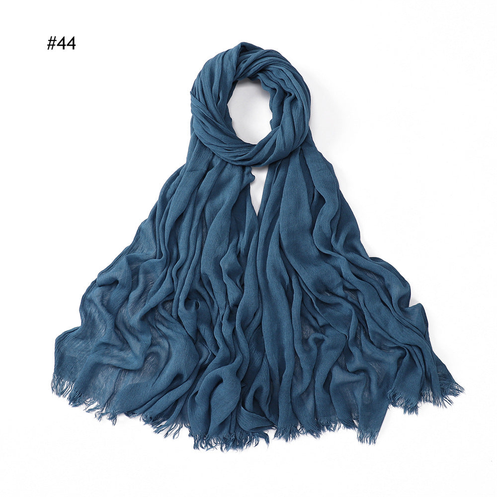 Women's Pleated Solid Color Rayon Split Breathable Scarfs