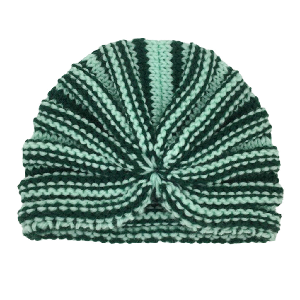 Children's Warm Knitted Hat Striped Wool Knotted Kids' Headwear