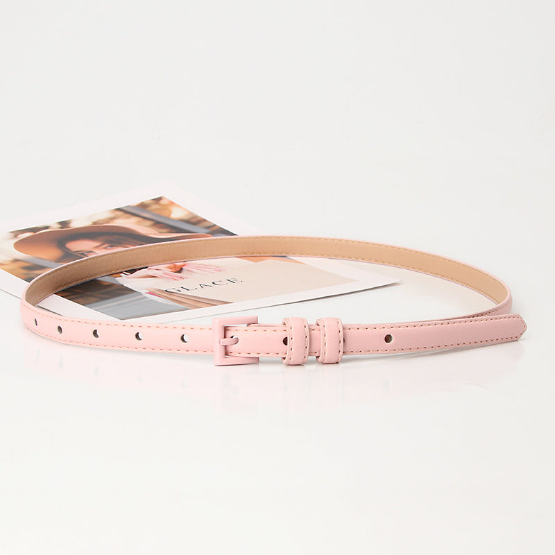 Women's Leather High-grade Candy Color Thin Decorative Belts