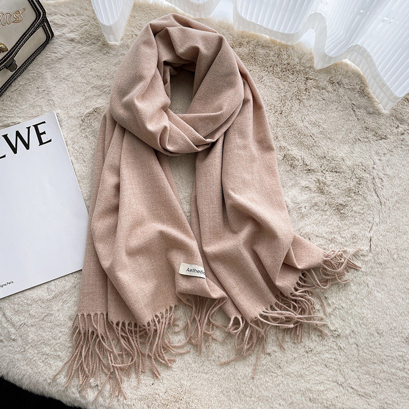 Women's & Men's Artificial Cashmere Pure Color Warm Keeping Shawl Thickened Scarfs